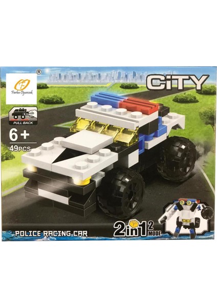 Farbu Parçalı Setler Araç Serisi 2 In 1 City Police Racing Car SP4652 123-86