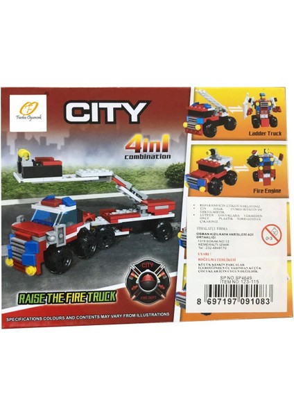 Farbu Parçalı Setler Araç Serisi 2 In 1 City Fire Engine SP4649 123-116 fiyatları