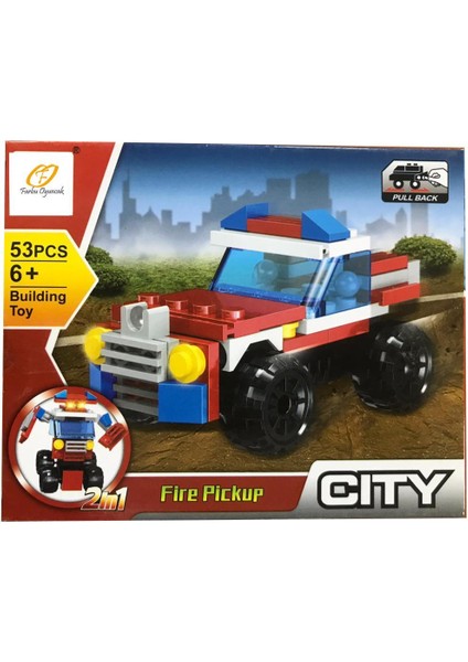 Farbu Parçalı Setler Araç Serisi 2 In 1 City Fire Pickup SP4649 123-117