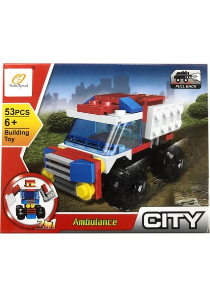 Farbu Parçalı Setler Araç Serisi 2 In 1 City Ambulance SP4649 123-118