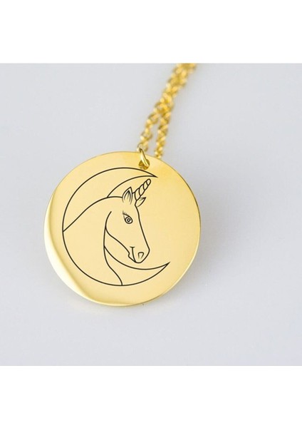 925 Ayar Unicorn Model Gümüş Plaka Kolye Özel Gün Hediyesi