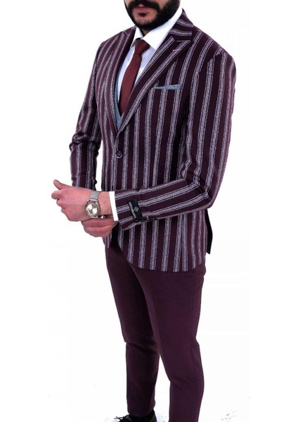 Kombinli Slimfit Yelekli Takım Elbise