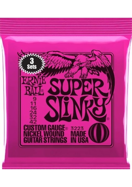 Ernieball P03223 Super Slınky 3 Pack Elektro Tel (3lü Paket)