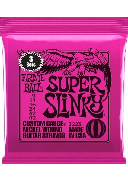 Ernieball P03223 Super Slınky 3 Pack Elektro Tel (3lü Paket)