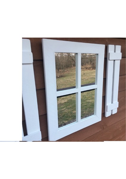 Ahşap Rustik Dikdörtgen Beyaz Pencere Ayna 58 x 45 cm fiyatları