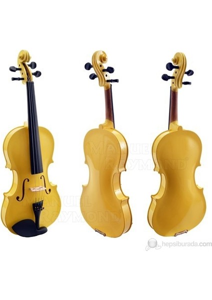 Keman 2/4 Metalik Sarı Tam Set Kalite Keman