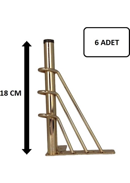 Telli Ayak Koltuk Kanepe Çekyat Sehpa Ayağı Gold Renk 18 cm 6 Adet