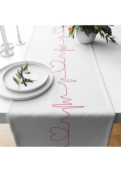 Kırlent Runner Set Çift Tarafı Baskılı Kırlent Kılıfı 3 Lü 45X45 cm Runner 40X140 cm Set