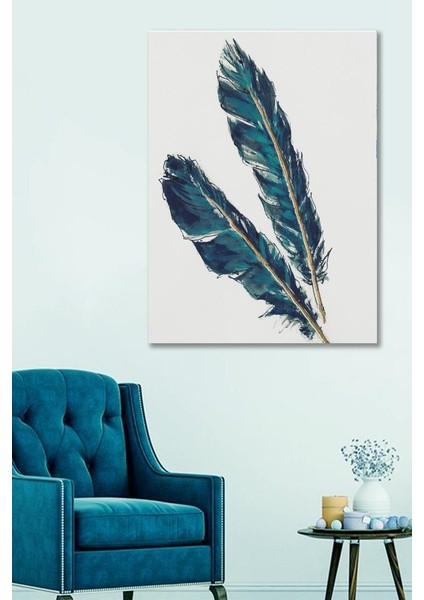90X130 Dekoratif Kuş Tüyü Duvar Kanvas Tablo