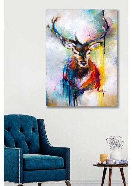 90X130 Dekoratif Geyik Duvar Kanvas Tablo