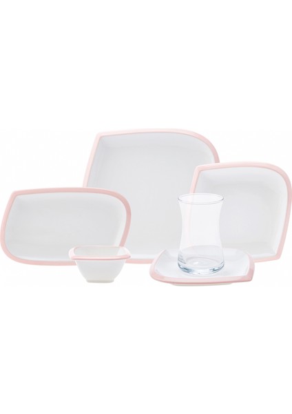 Tiny Pink Rim 26 Parça 6 Kişilik Porselen Kahvaltı/Servis Takımı modelleri