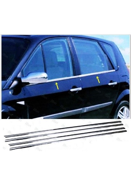 Renault Scenic 2 Krom Cam Çıtası 4 Prç. 2005-2010 P. Çelik