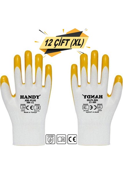 Handy Hn-15 Nitril Kaplama Iş Eldiveni Sanayi Inşaat Usta Eldiven 10/xl (12 Çift)
