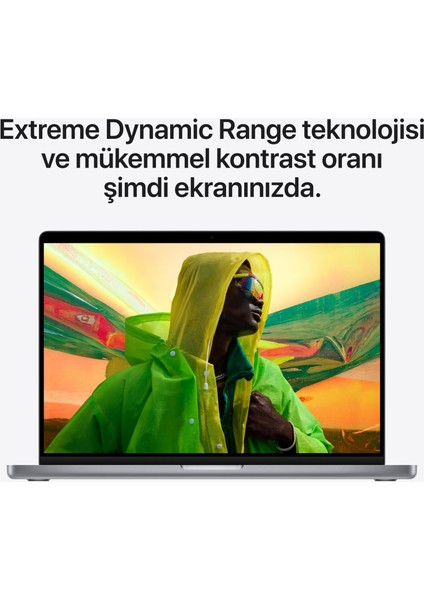 MacBook M1 Pro 16GB 1TB SSD macOS 14" QHD Taşınabilir Bilgisayar Uzay Grisi MKGQ3TU/A