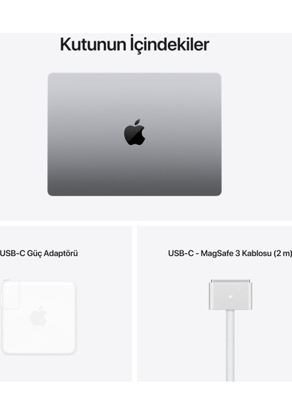 MacBook M1 Pro 16GB 1TB SSD macOS 14" QHD Taşınabilir Bilgisayar Uzay Grisi MKGQ3TU/A