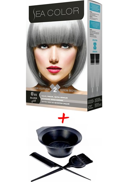 Krem Saç Boyası 0.01 Gri Krem 2 Tüplü Set + Boyama Seti