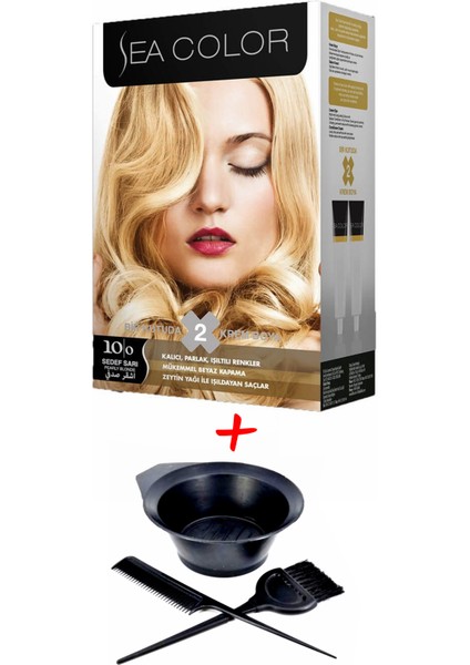 Krem Saç Boyası 10.0 Sedef Sarı 2 Tüplü Set + Boyama Seti