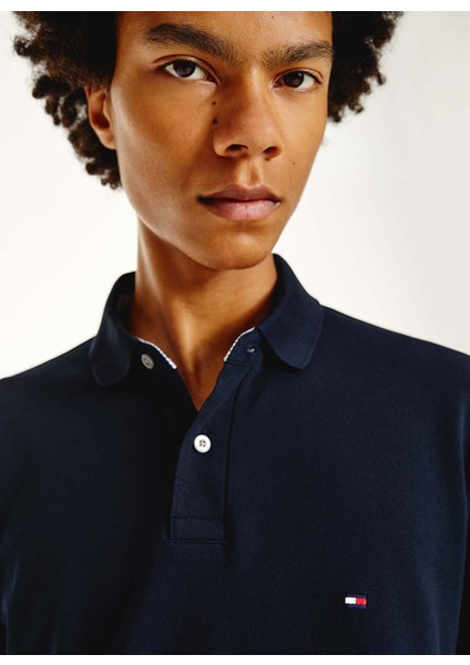 Polo Yaka Regular Fit Düz Mavi Erkek T-Shirt