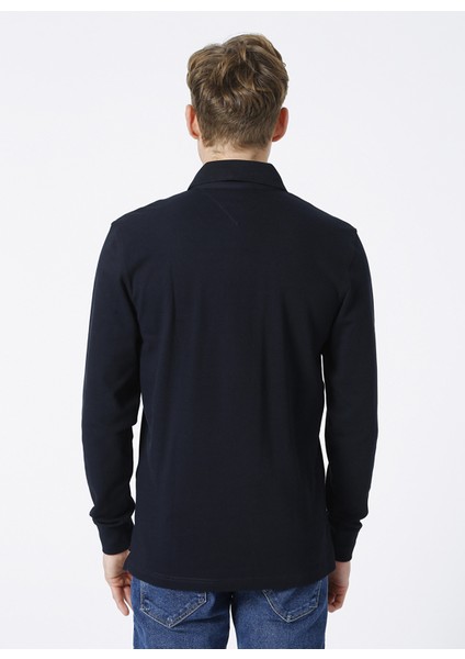 Polo Yaka Regular Fit Düz Mavi Erkek T-Shirt