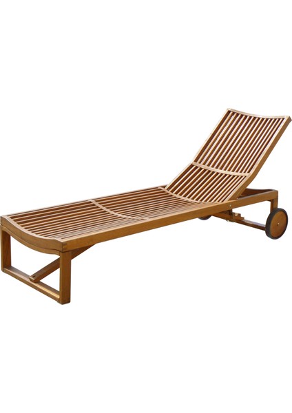 Interbuıld Real Wood Stockholm Şezlong Açık Veranda Ayarlanabilir Şezlong Sandalye Katlanır Uyku Koltuğu Altın Tik