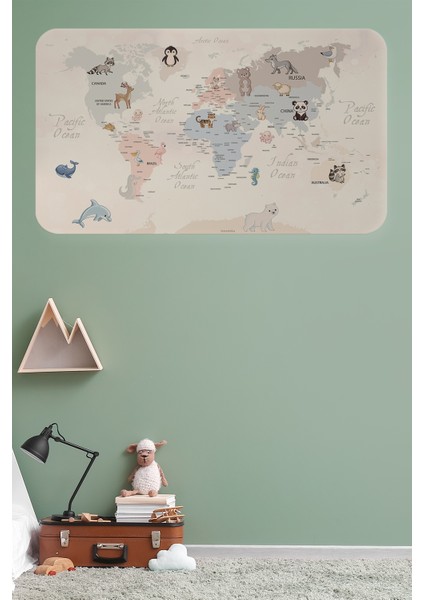 Eğitici Dünya Haritası Dünya Atlası Çocuk ve Bebek Odası Duvar Sticker 3809