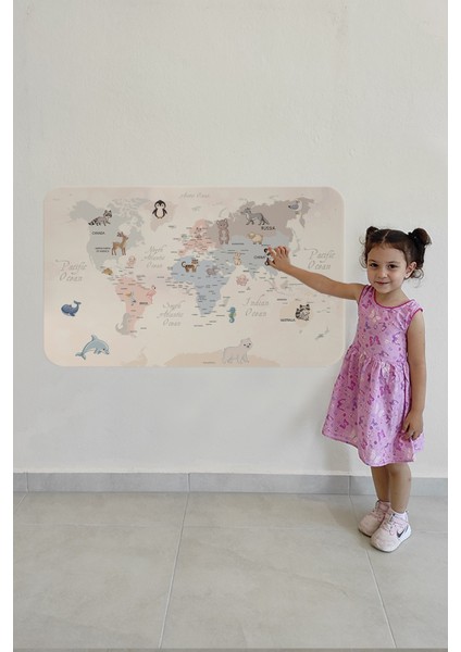 Eğitici Dünya Haritası Dünya Atlası Çocuk ve Bebek Odası Duvar Sticker 3809 modelleri