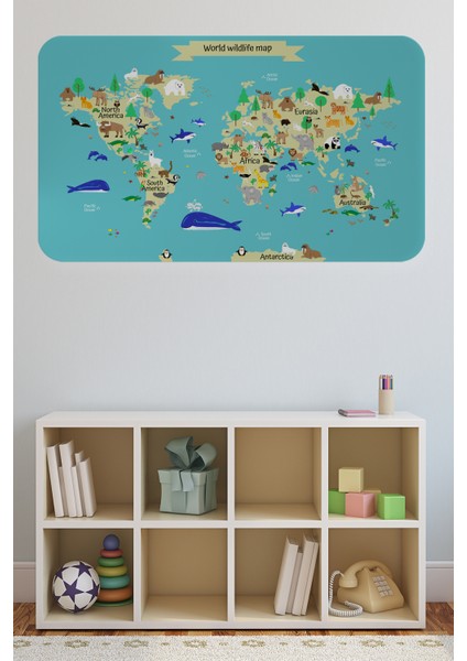 Eğitici Dünya Haritası Dünya Atlası Çocuk ve Bebek Odası Duvar Sticker 3829