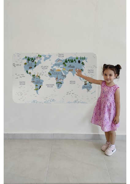 Eğitici Dünya Haritası Dünya Atlası Çocuk ve Bebek Odası Duvar Sticker 3815 modelleri