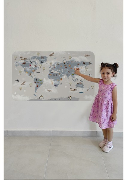 Eğitici Dünya Haritası Dünya Atlası Çocuk ve Bebek Odası Duvar Sticker 38266