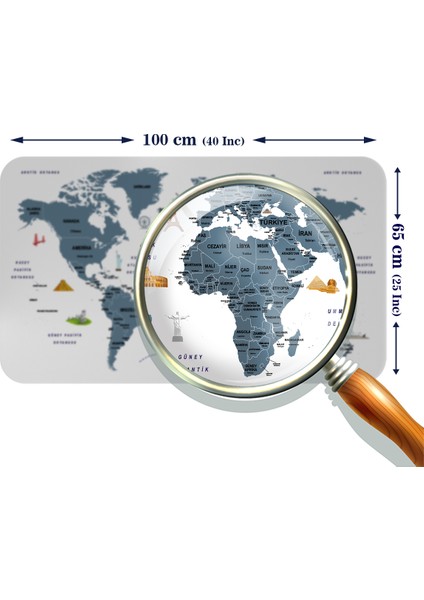 Harita Sepeti Türkçe Eğitici Ülke ve Başkent Detaylı Atlası Dünya Haritası Duvar Sticker 3832