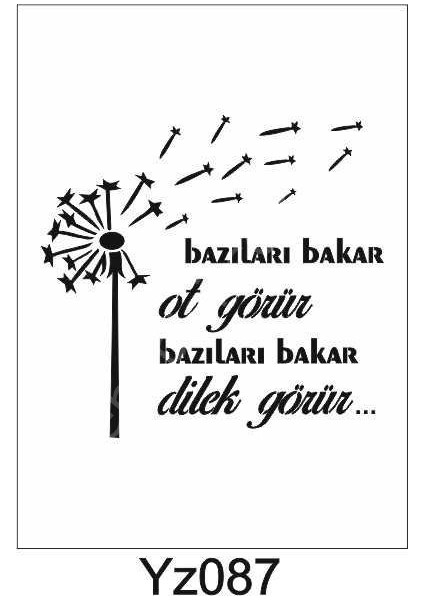YZ-087 Yazı Desenler Stencil Şablon 25 x 25 cm