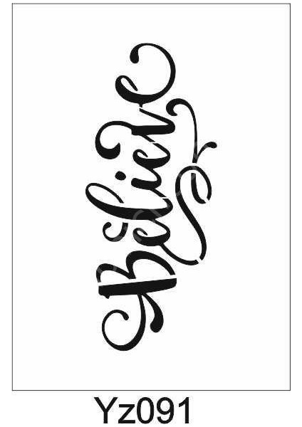 YZ-091 Yazı Desenler Stencil Şablon 15 x 30 cm