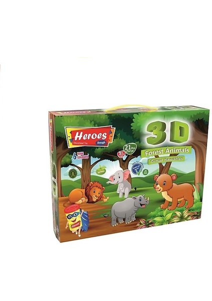 Oyun Hamuru Kalıbı Heroes 3D Orman Hayvanları Oyun Hamuru Seti 21 Parça