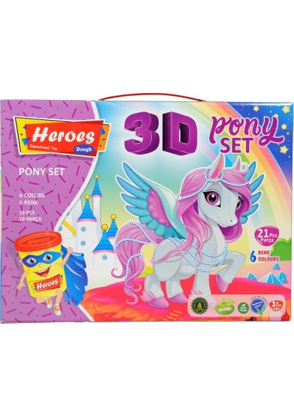 Oyun Hamuru Kalıbı Heroes 3D Pony Oyun Hamuru Seti 21 Parça