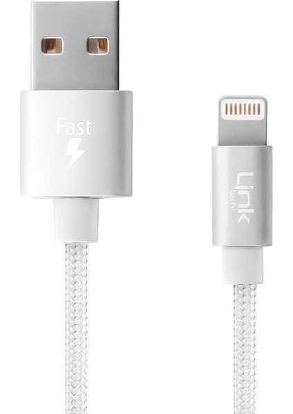 Linktech K550 Lightning Örgü Metal Başlı 1mt Şarj ve Data Kablosu