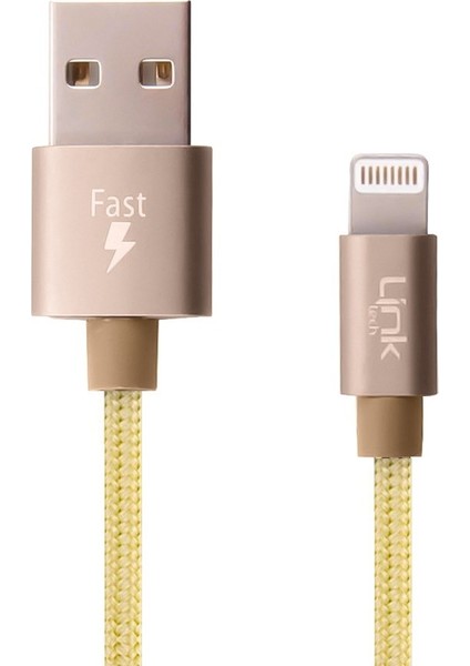 Linktech K550 Lightning Örgü Metal Başlı 1mt Şarj ve Data Kablosu
