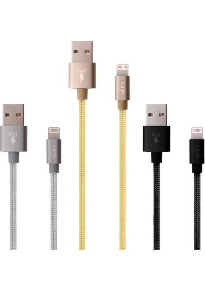 Linktech K550 Lightning Örgü Metal Başlı 1mt Şarj ve Data Kablosu fiyatları