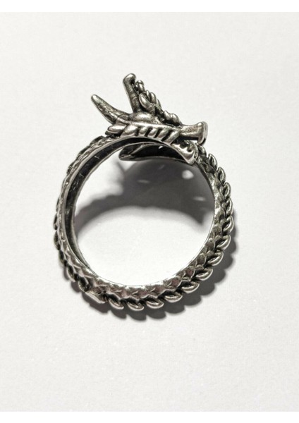 Antik Gümüş Kaplama Ejderha Model Ayarlanabilir Yüzük fiyatları
