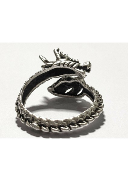 Antik Gümüş Kaplama Ejderha Model Ayarlanabilir Yüzük modelleri