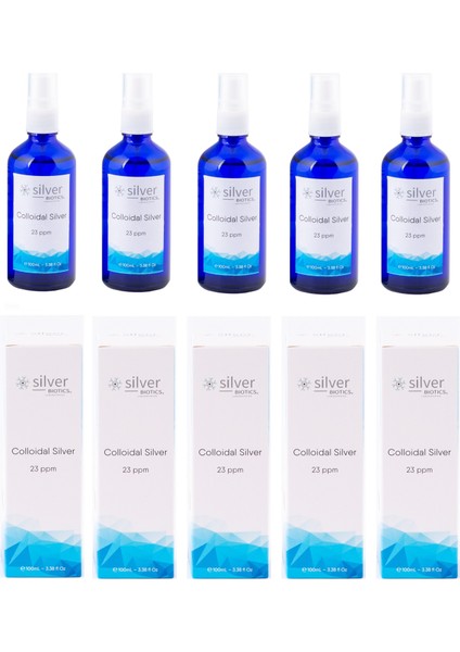 23 Ppm 100 ml Cam Şişe Sprey 5'li Set Hydrasense Kolloidal Gümüş Suyu Spreyi fiyatları