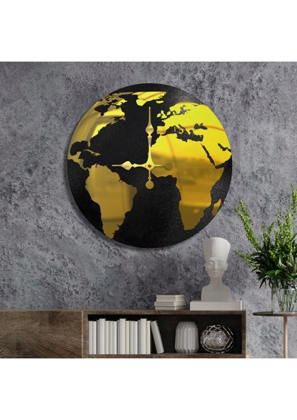 W'clock Dekoratif Duvar Saati - Gold Globe