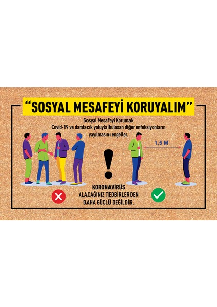 Sosyal Mesafe Uyarı Kapı Önü ve Ev Içi Paspas