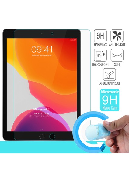 Apple iPad 10.2'' 9. Nesil (A2602-A2604-A2603-A2605) Nano Glass Cam Ekran Koruyucu