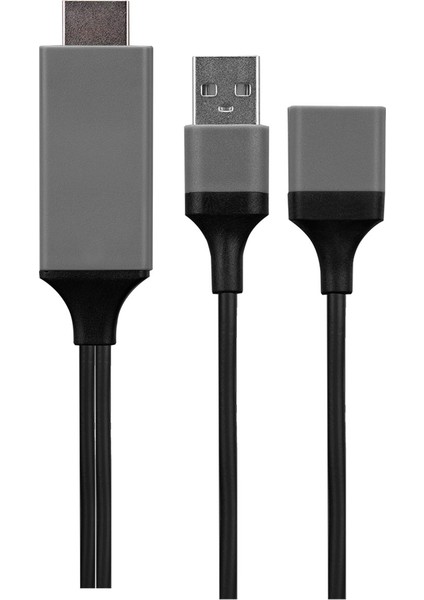 HY-XO51 Usb-F To HDMI 1m Mobil Telefon Uyumlu Kablo Siyah - Gri