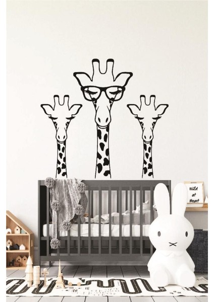 Zurafa Kardeşler Duvar Stickers Bebek ve Çocuk Odası Dekoratif Duvar Çıkartma Sticker