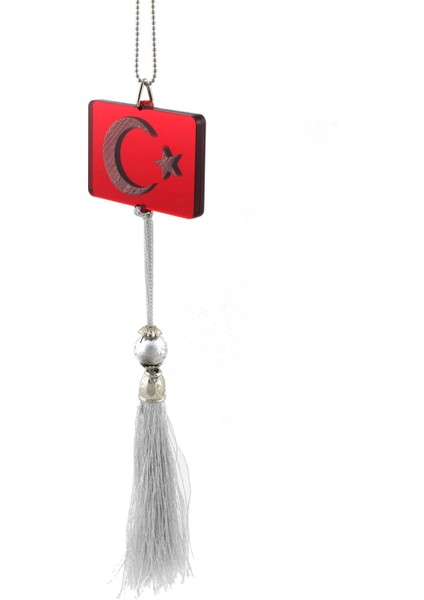 Türk Bayrağı Parlak Kırmızı Dikiz Ayna Süsü