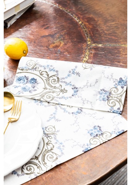 2'li Vintage Blue Duck Keten Amerikan Servisi 30 x 45 cm