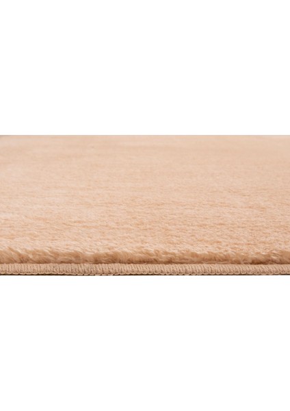 Modern Dekoratif Halı Jel Kaymaz Taban Peluş Puffy Yuvarlak Bej Cappuccino fiyatları