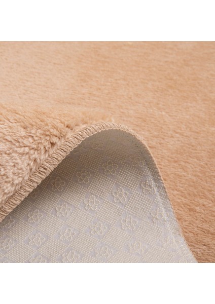 Modern Dekoratif Halı Jel Kaymaz Taban Peluş Puffy Yuvarlak Bej Cappuccino fırsatları