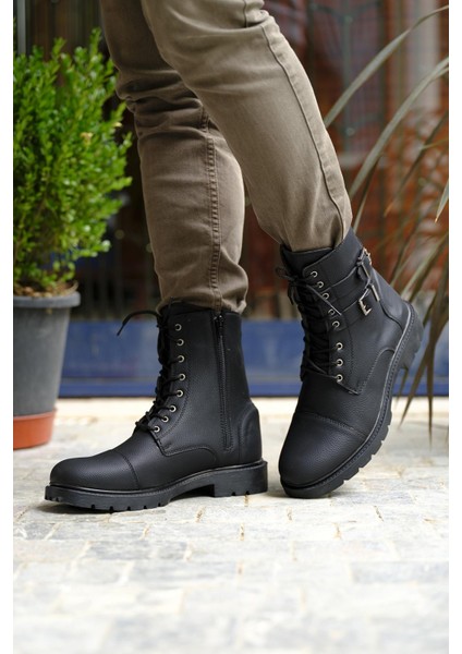 Falcn Benny Çift Tokalı Kemerli Bot Siyah Deri Malzeme ile Rahat Kullanım 42 Numara fiyatları